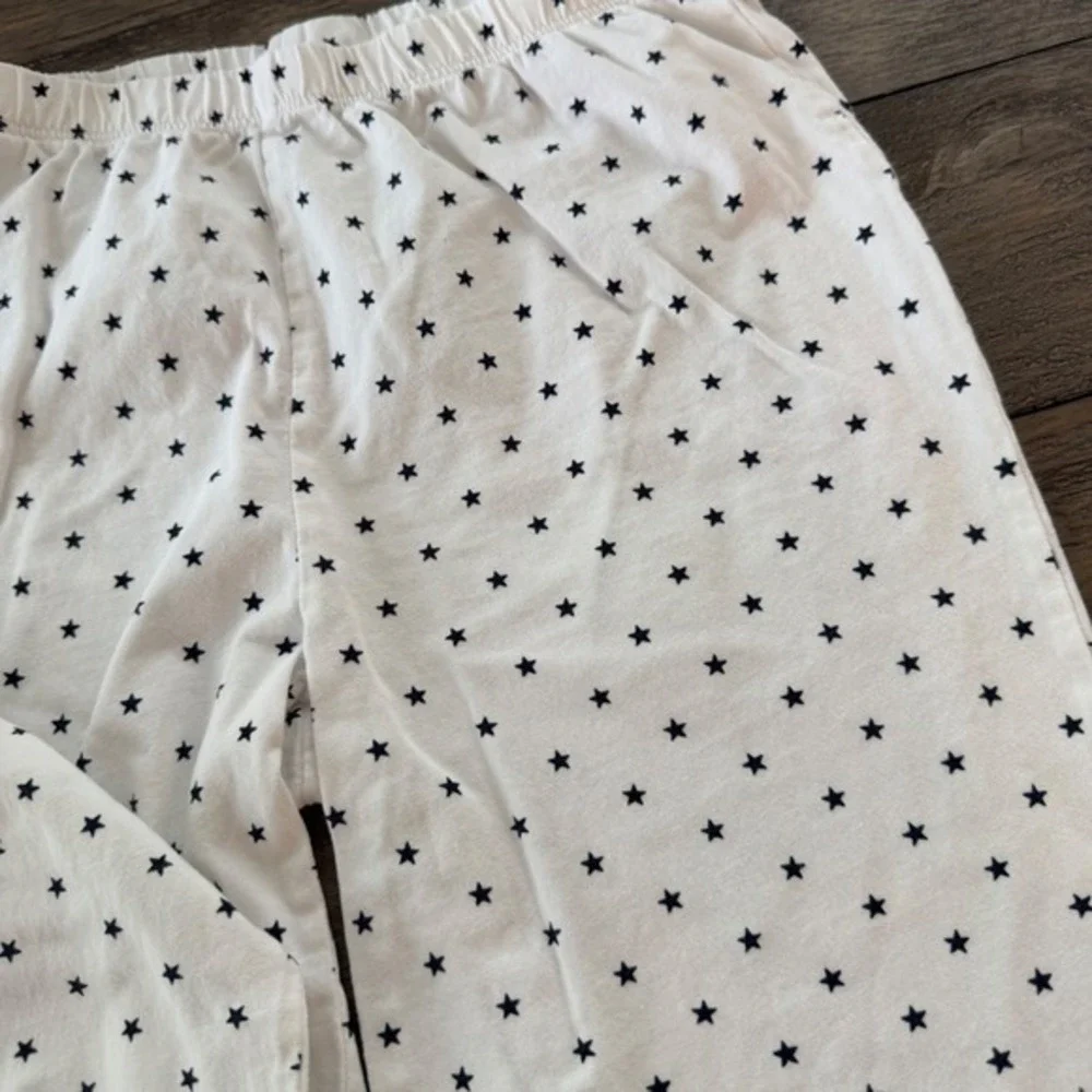 MNG Mango Kids White Black Star‎ Print Cotton Pajama Set Size 11-12 Girls PJs